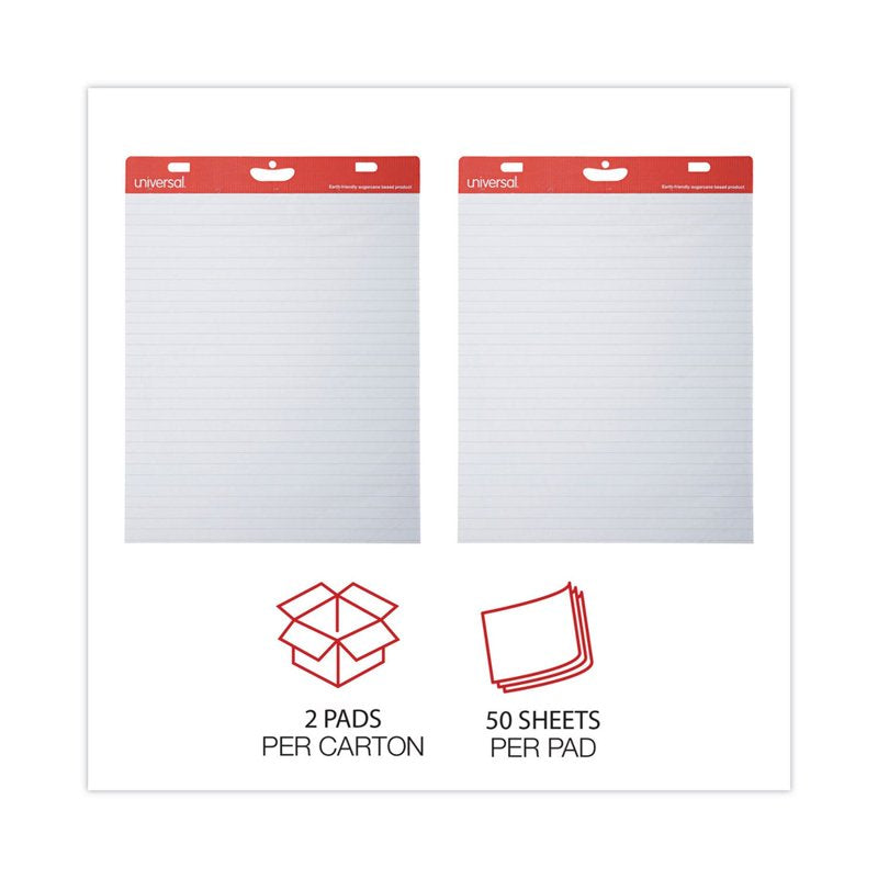 Renewable Sugarcane Easel Pads - Ruled, White, 27x34 Inches, 50 Sheets