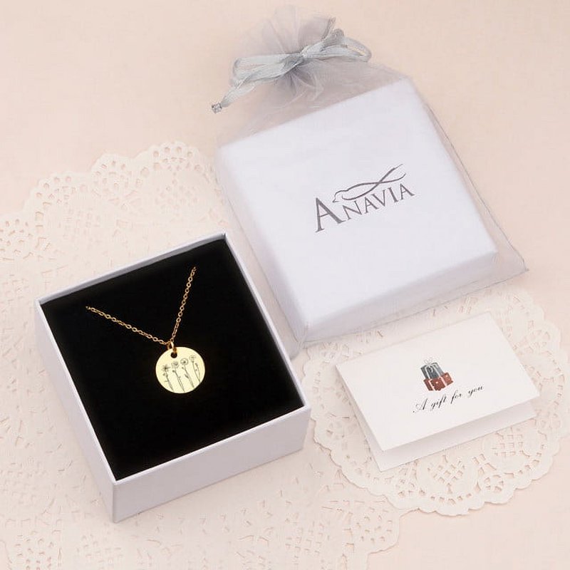 Personalized Birth Flower Necklace - Custom Family Gift for Mom, Silver, Gold, Rose Gold
