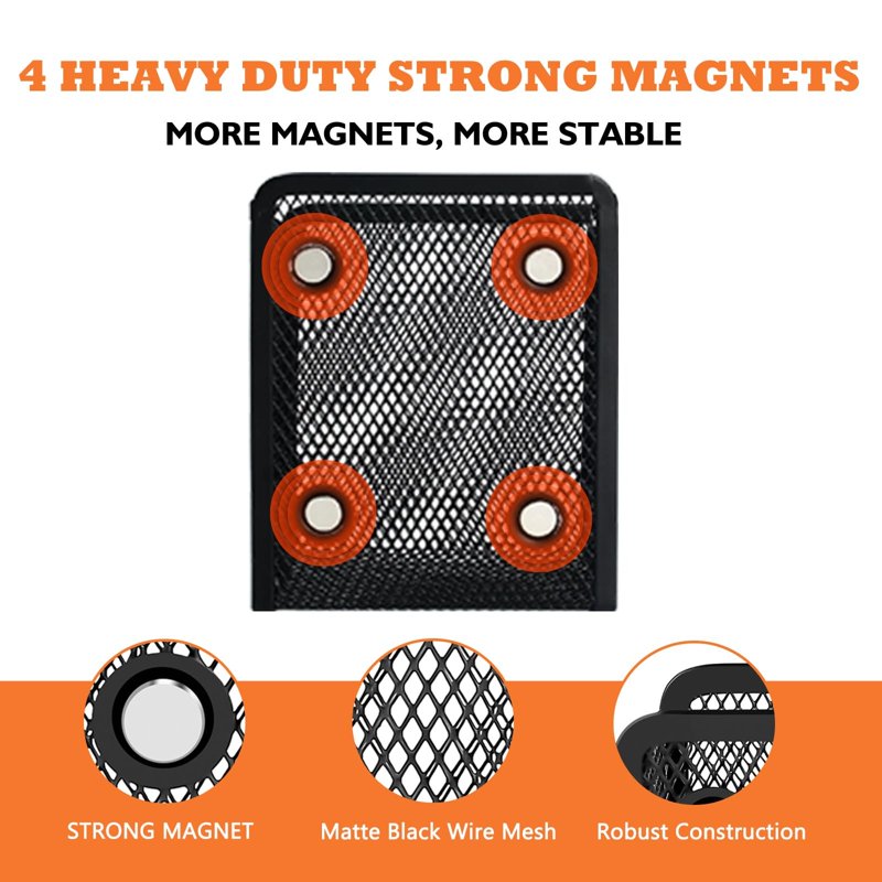 Magnetic Pencil Holder Mesh Organizer for Whiteboards, Fridges & Lockers