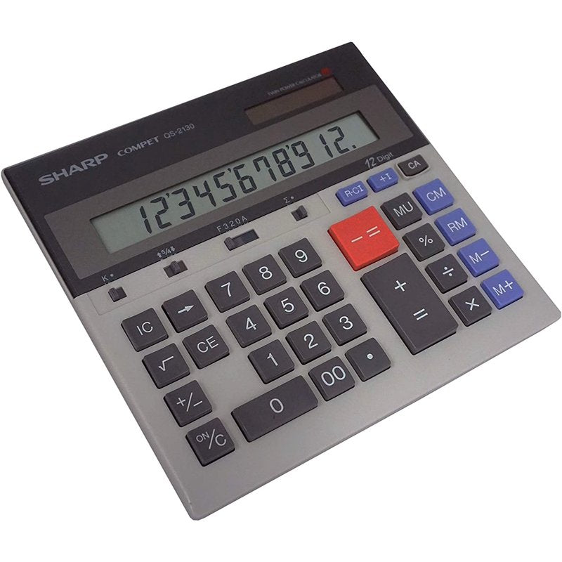 Compact Desktop Calculator with Solar Power and Memory - Sharp QS-2130