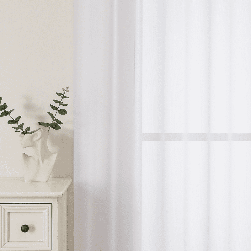 42x78 White Sheer Curtains 2 Panels - Light Filtering Voile Window Treatment