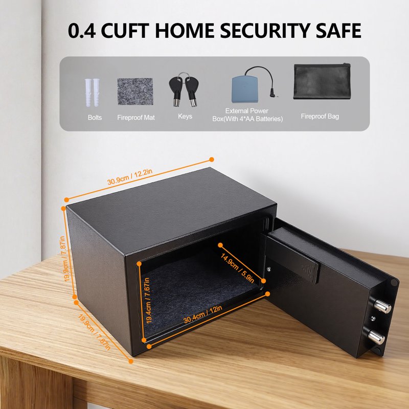 4 Cuft Electronic Digital Security Safe with Fingerprint & Alarm for Home Office Hotel