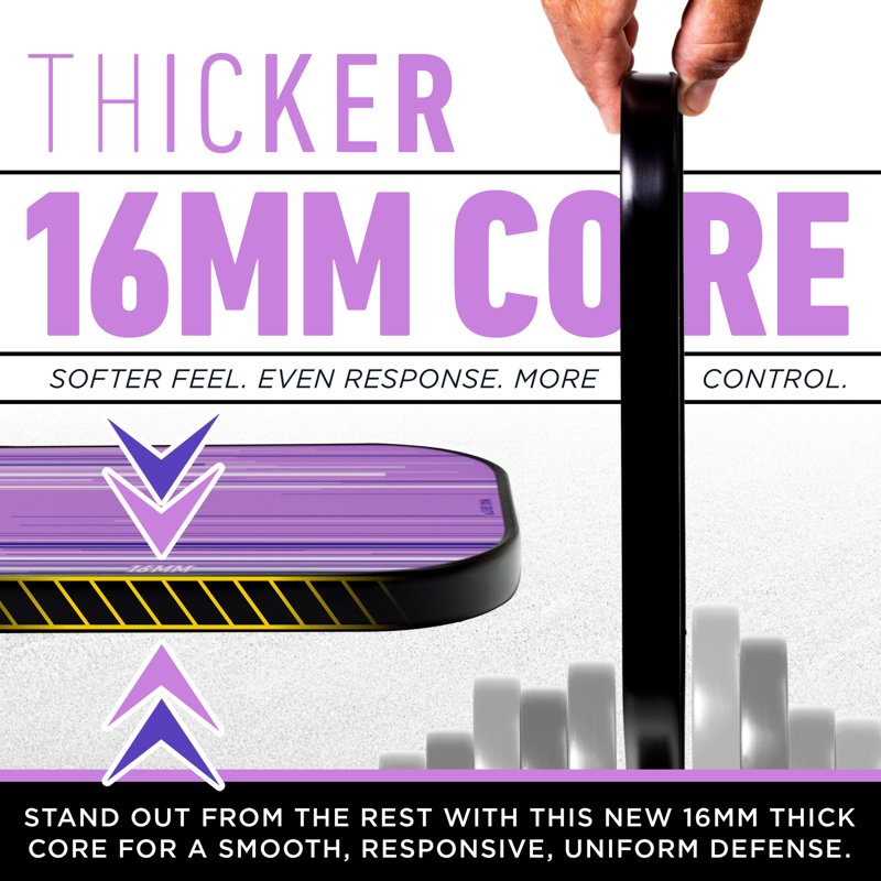 Pro Pickleball Paddle with MaxGrit Surface – 16mm Poly Core, USAPA Approved