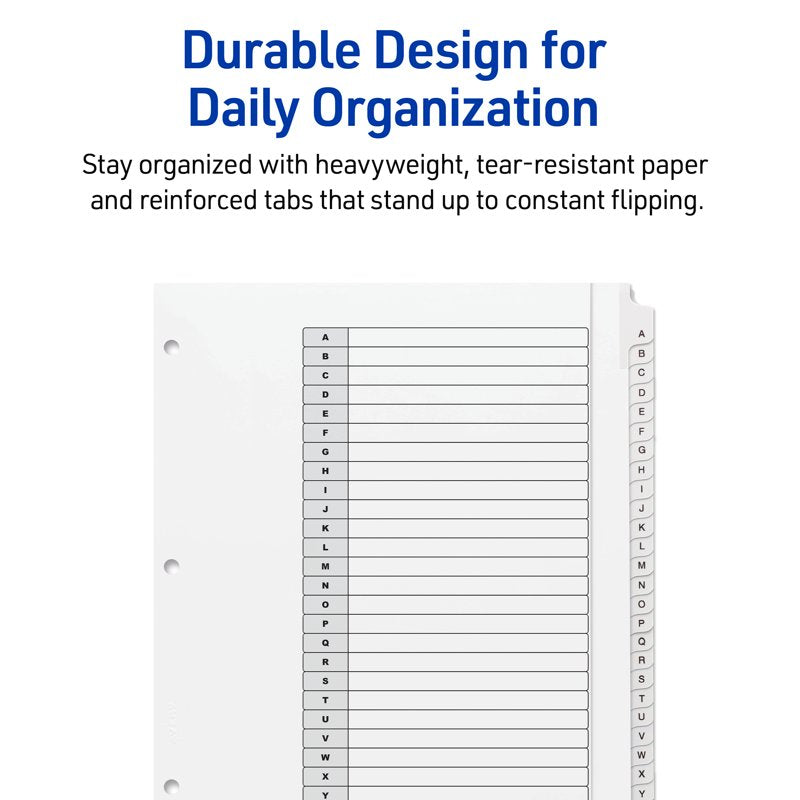 Extra-Wide Binder Dividers with Tabs - 26 Pack for Organizing Files