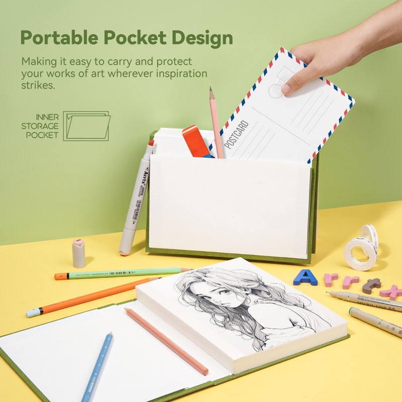 Artist Sketchbook with 120 Sheets, 8.3 x 5.8 Inches, Acid-Free Drawing Paper