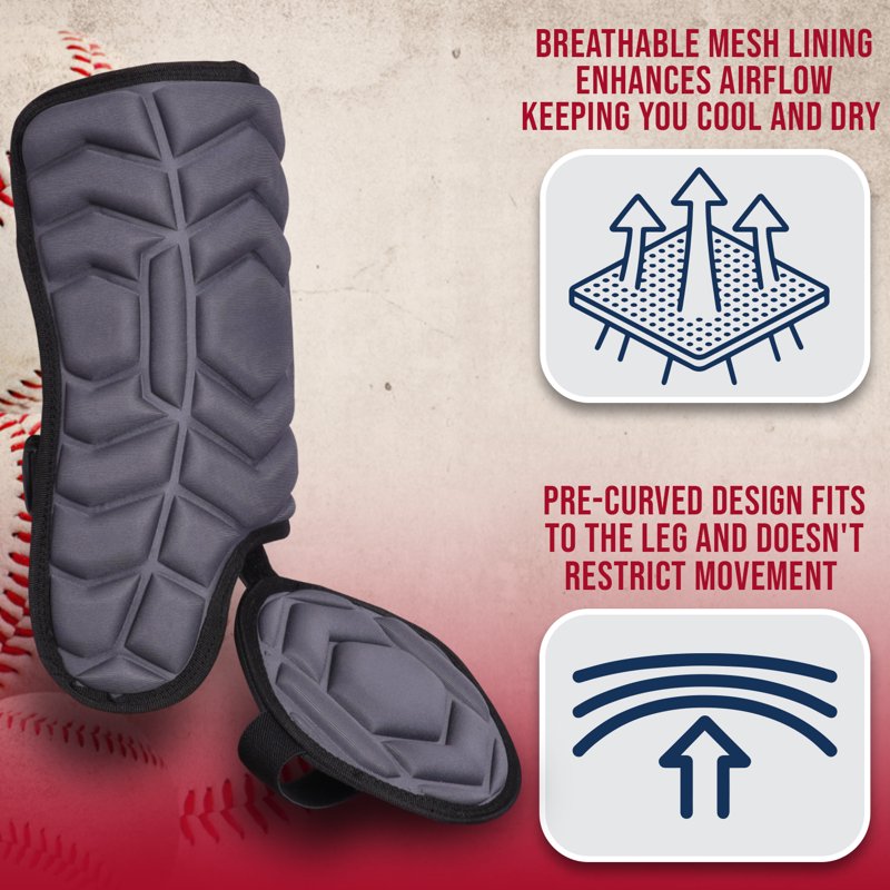Baseball Batting Leg Guard with Adjustable Straps Youth & Adult Protection