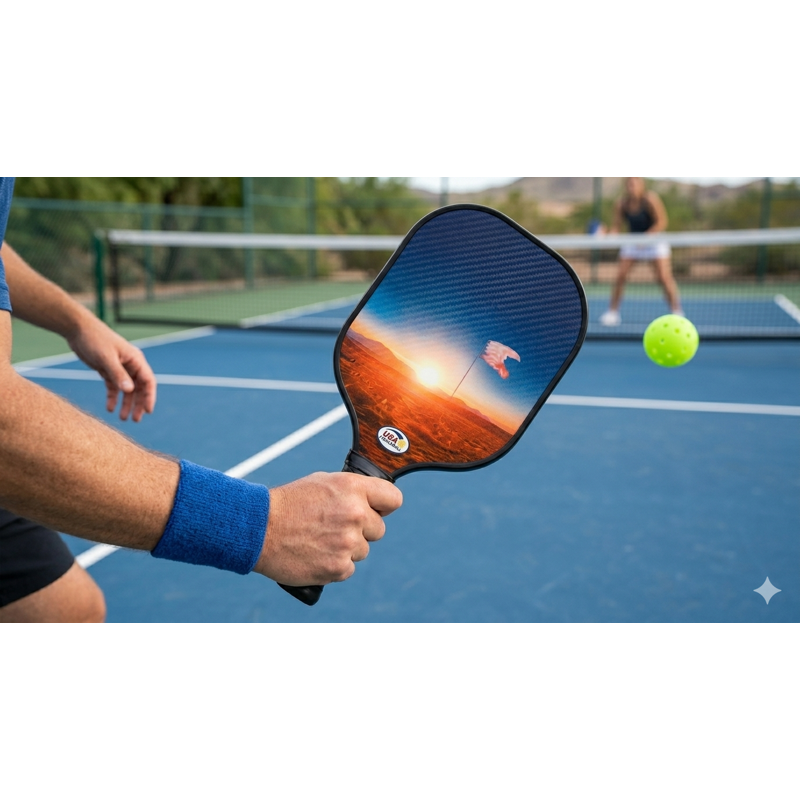 Carbon Fiber Pickleball Set - 2 Paddles + 4 Balls, Desert Sunset Design