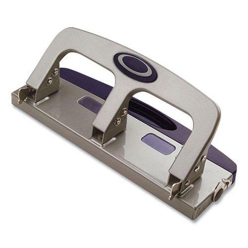 Officemate Deluxe 3-Hole Punch, Heavy Duty, 45-Sheet Capacity, Silver/Navy