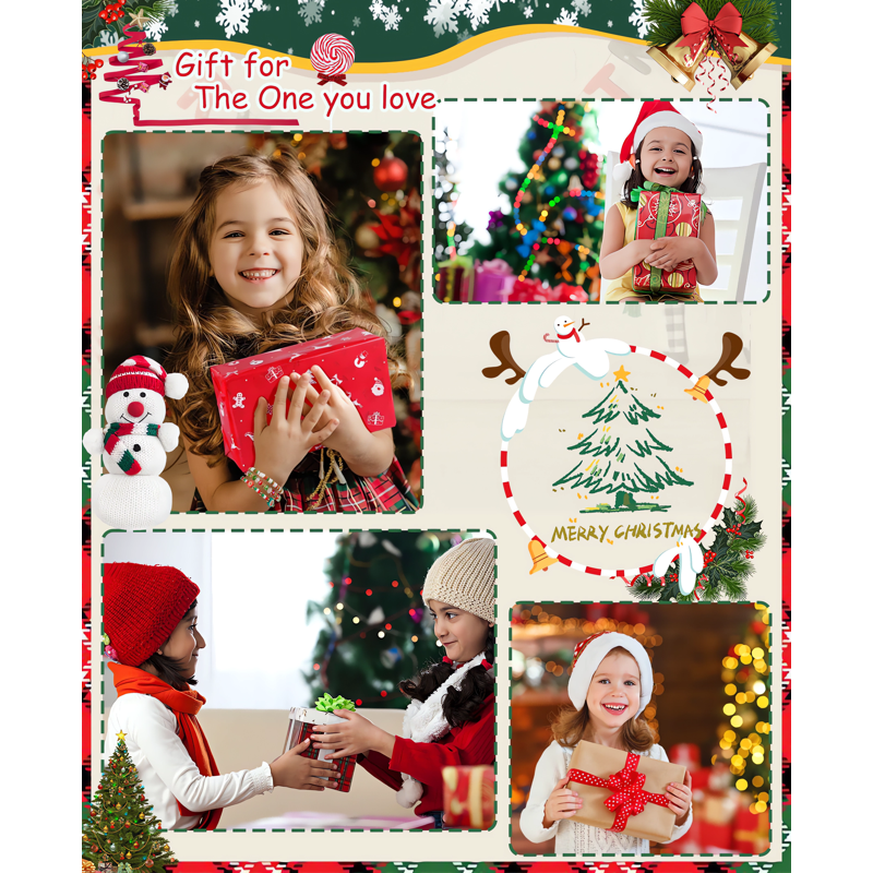 Christmas Friendship Bracelet Making Kit with Clay Beads & Charms for Kids