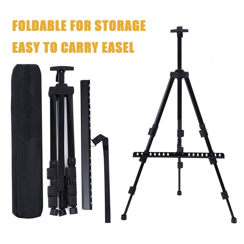 Adjustable Aluminum Painting Easel with Floor & Tabletop Height 17-61in, Poster & Sign Stand, 25lb Capacity