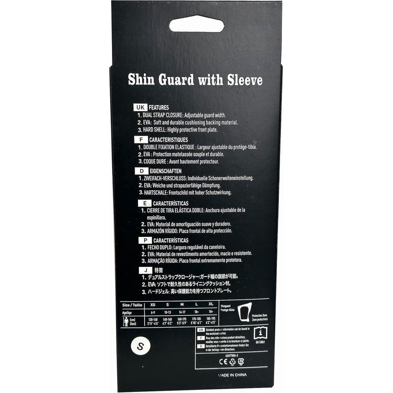 Adult Soccer Shin Guards with Sleeve - Dual Strap Closure, Large, Blue (Variation: L)