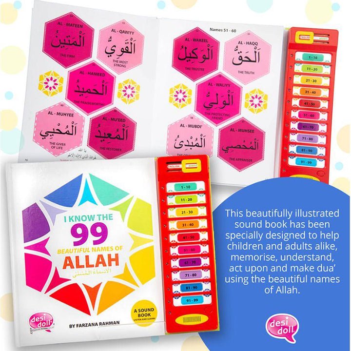 Islamic Children's Sound Book - 99 Names of Allah with Melodic Dua and Light Panel
