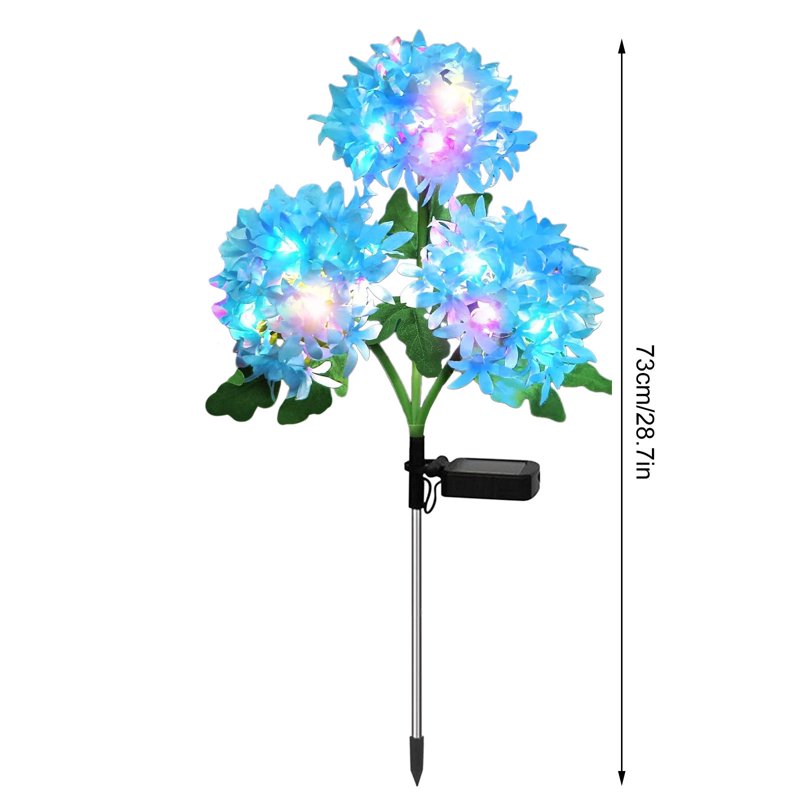 Solar Garden Hydrangea Lights - 29 Inch Color Changing Waterproof Landscape Pathway Lighting
