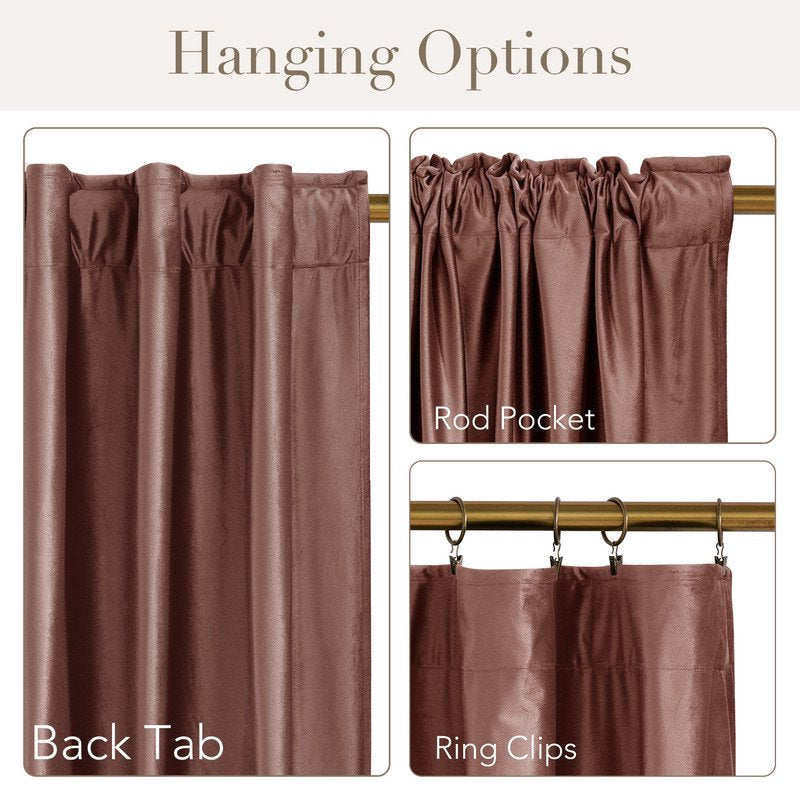 Velvet Blackout Curtains for Bedroom & Living Room - Thermal Insulated Room Darkening Window Treatments, Set of 2