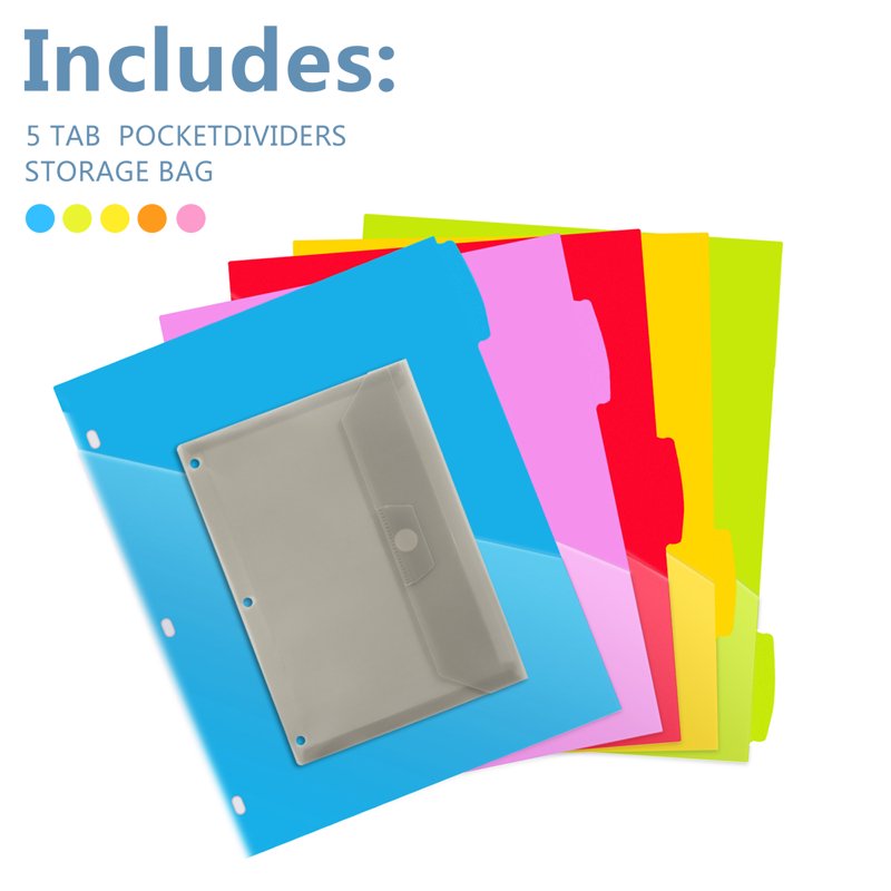 Adjustable 1-Inch Binder Project Organizer with Pocket Dividers, Customizable Front Cover