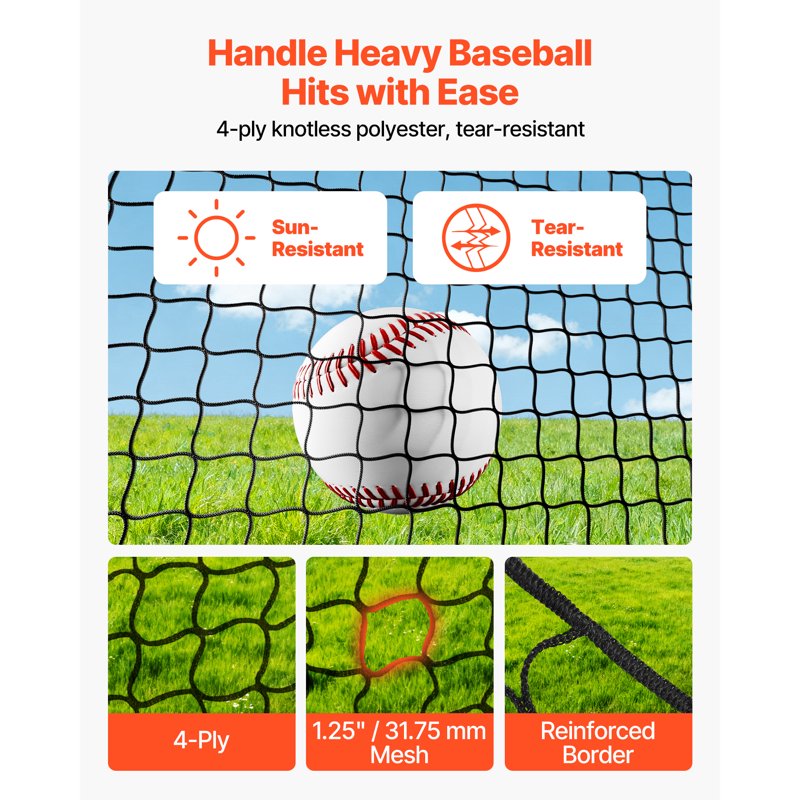 Portable Baseball Batting Cage 40ft x 12ft Freestanding Net for Indoor Outdoor Training