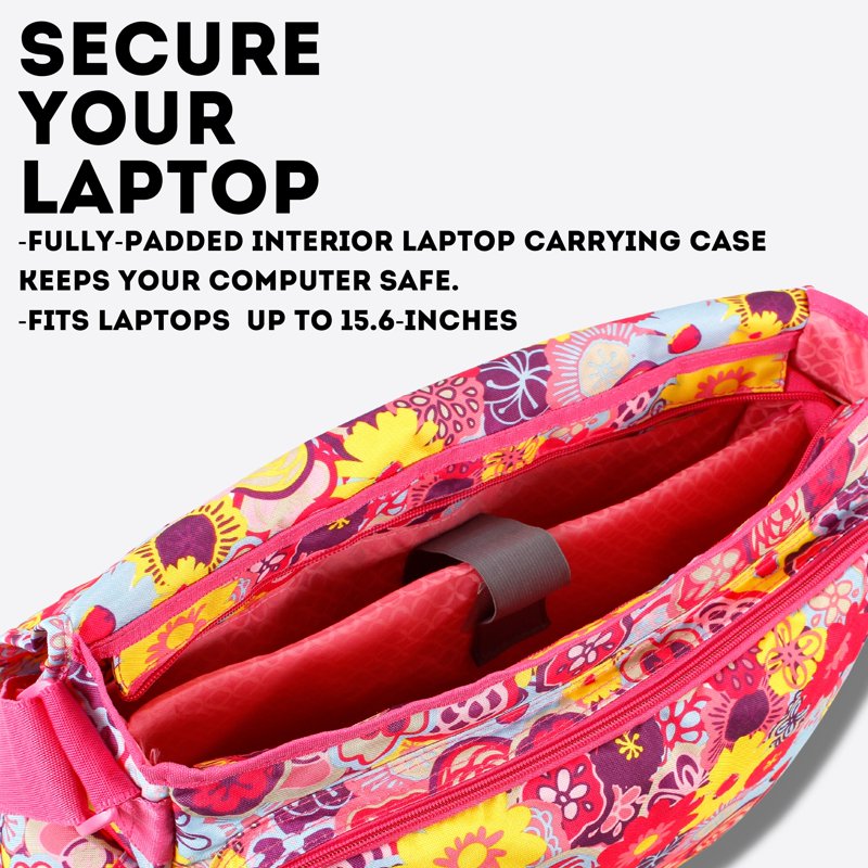 16-Inch Laptop Messenger Bag with Water-Resistant Polyester and Organizer Pockets