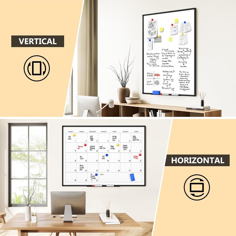 46x33 Inch Magnetic Dry Erase Whiteboard with Aluminum Frame for Home Office School