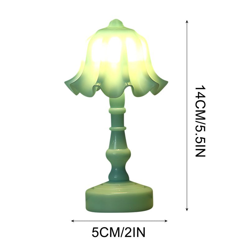 Small Cordless Bedside Lamp - 5.5 Inch Retro Night Light for Bedroom & Living Room