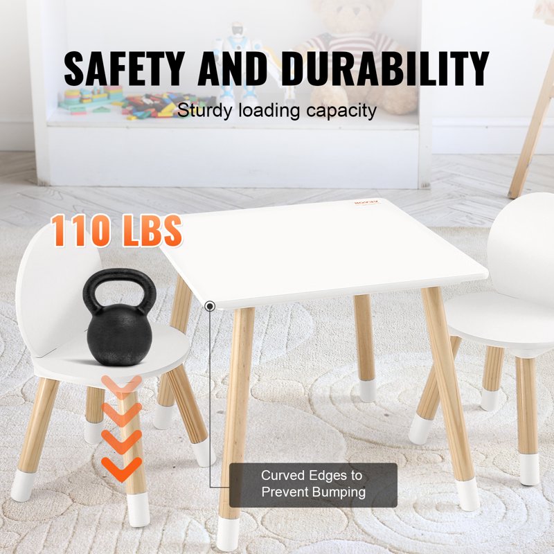 Kids Activity Table and Chair Set - Toddler Play Furniture with 2 Chairs, White & Character Variants