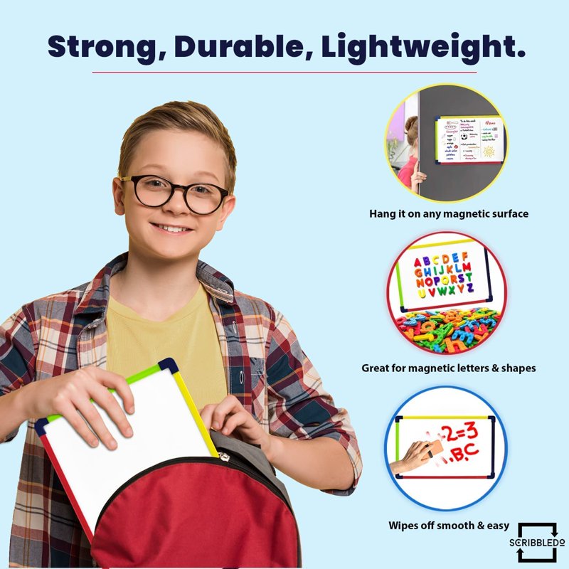 9x12 Inch Magnetic Dry Erase Boards Pack of 10 - Portable Educational Whiteboards