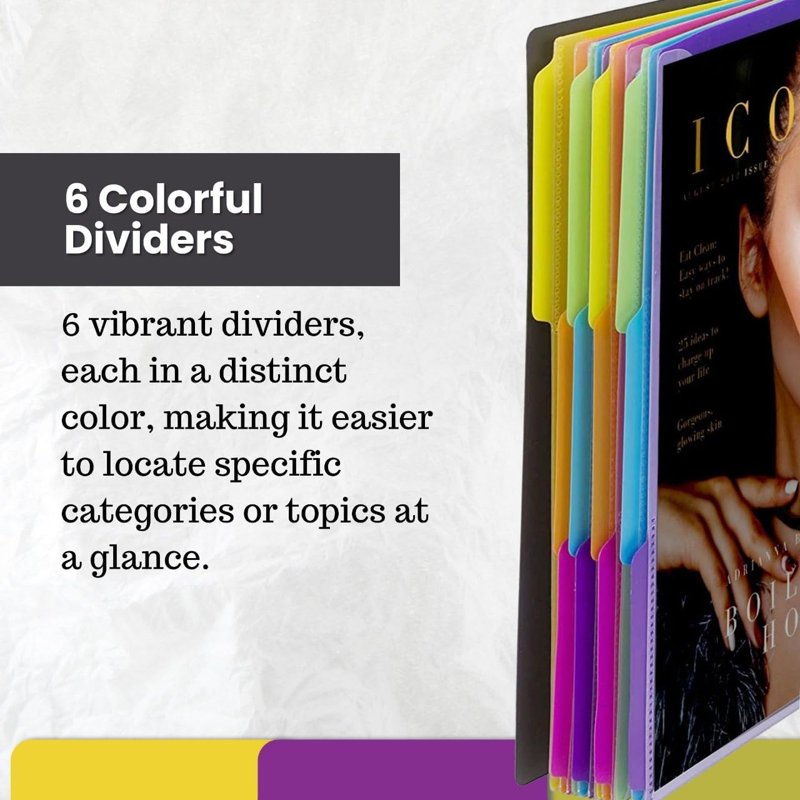 Spiral Subject Organizer Binder with 6 Dividers & Customizable Cover - 12 Pocket