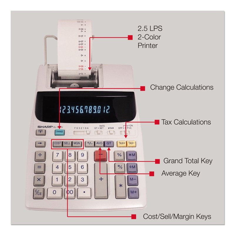 Printing Calculator with Fluorescent Display and AC Power – Sharp EL-1801V