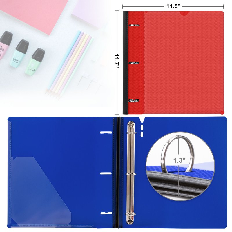 1-Inch Telescoping 3-Ring Binder with Clear Front Pocket - Pack of 12