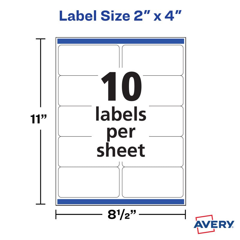 2-Inch x 4-Inch White Shipping Labels 500 Pack - Printable & Durable