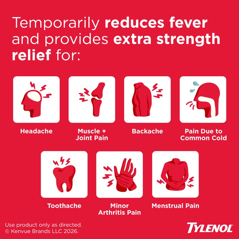 Pain Relief Caplets with Acetaminophen 500mg - Fast & Strong Adult Fever & Aches Relief
