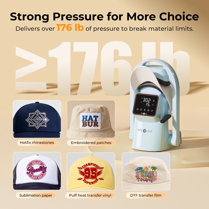 Auto Hat Press Machine with Digital Temp & Timer Control for Caps and DIY Crafts