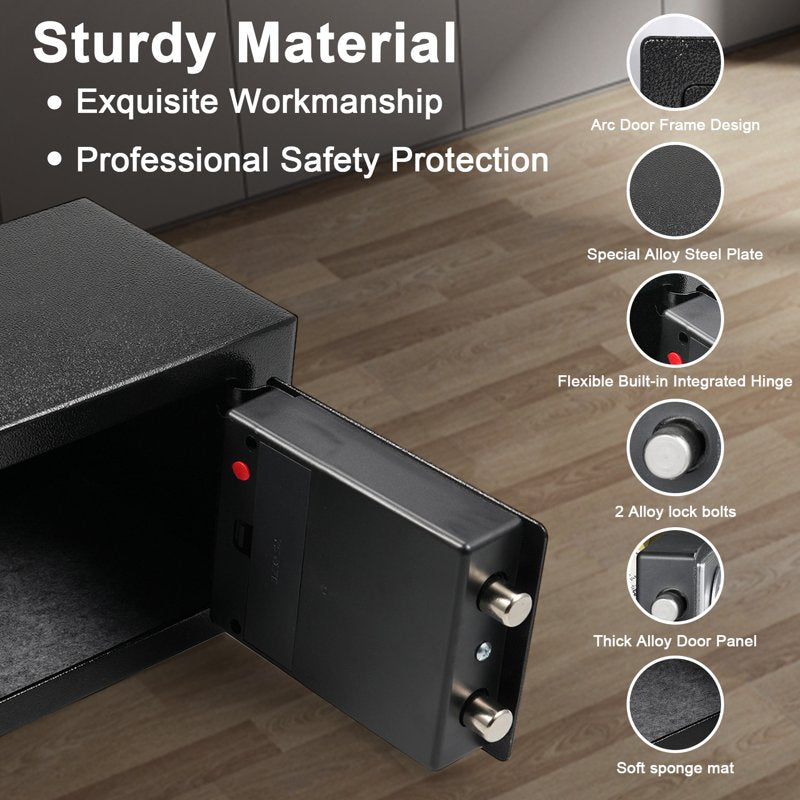 Fireproof Waterproof Home Safe with Digital Keypad and Alarm System - Compact Security Box