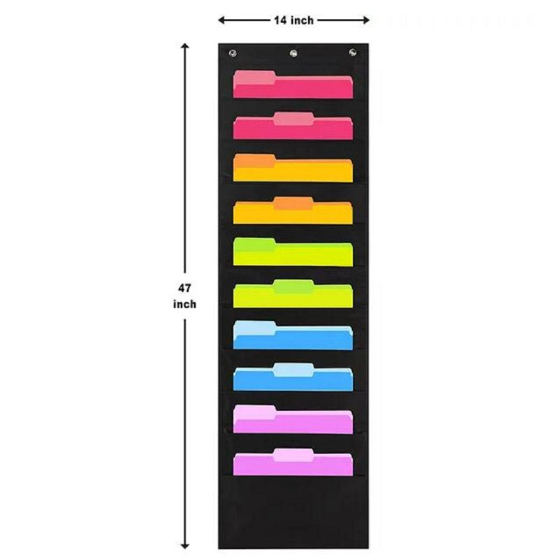 Classroom & Office Wall File Organizer with 10 Pockets - Hanging Door Mount