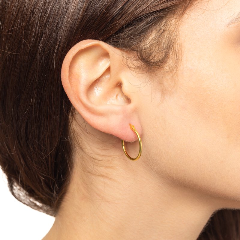 3 Tone Hoop Earrings Set - 14K Rose Gold, Gold Plated Sterling Silver 20mm