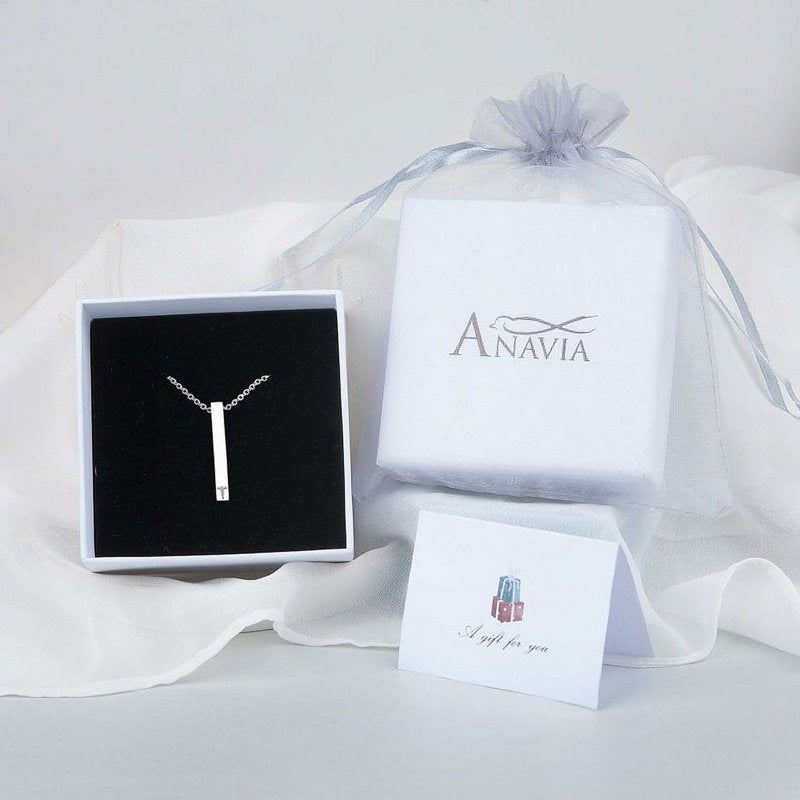 Personalized Medical Alert Necklace - 4-Sided Engravable ID Bar in Stainless Steel