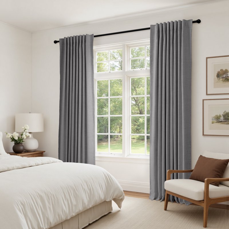 Blackout Curtains Set of 2 - Room Darkening Faux Linen Insulated Drapes 50x84 inches
