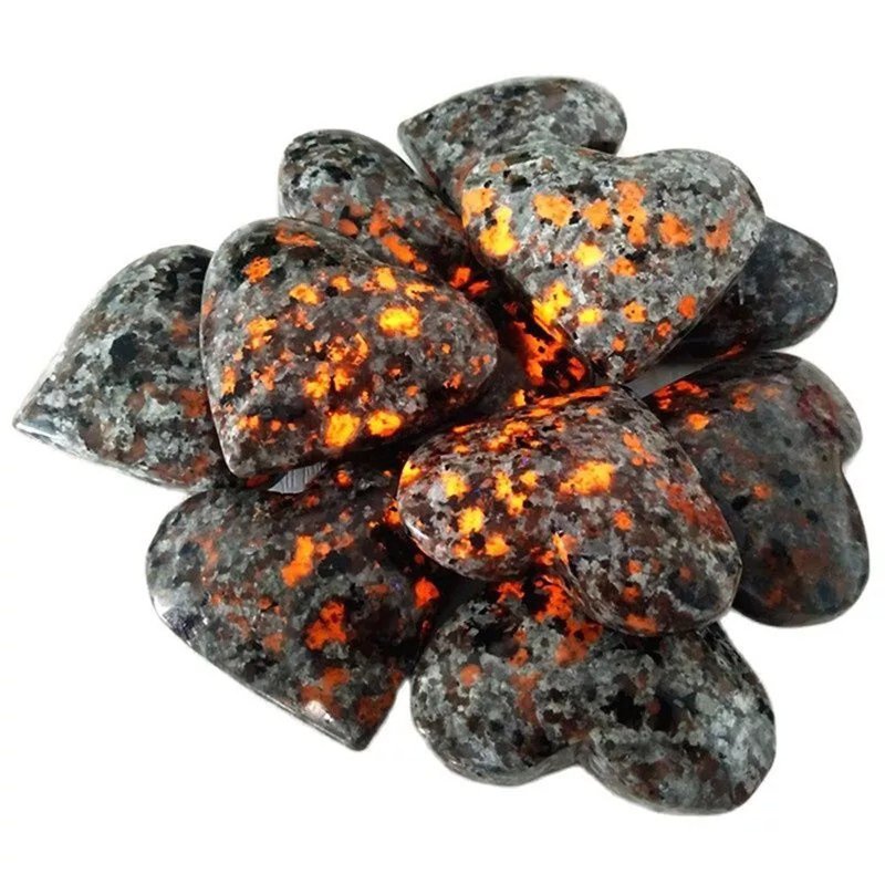 Natural Yooperlite Heart Tumbled Glow Stone UV Reactive Mineral Decor Gift