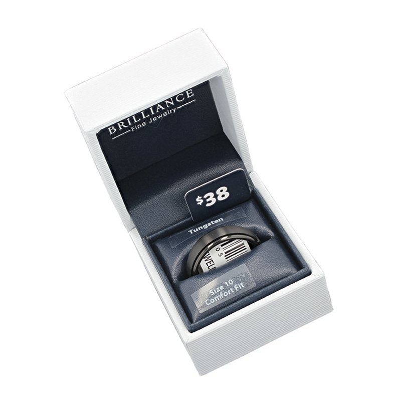 Men's Black Tungsten Grooved Satin Comfort Fit Wedding Band 6MM - Durable Men's Ring