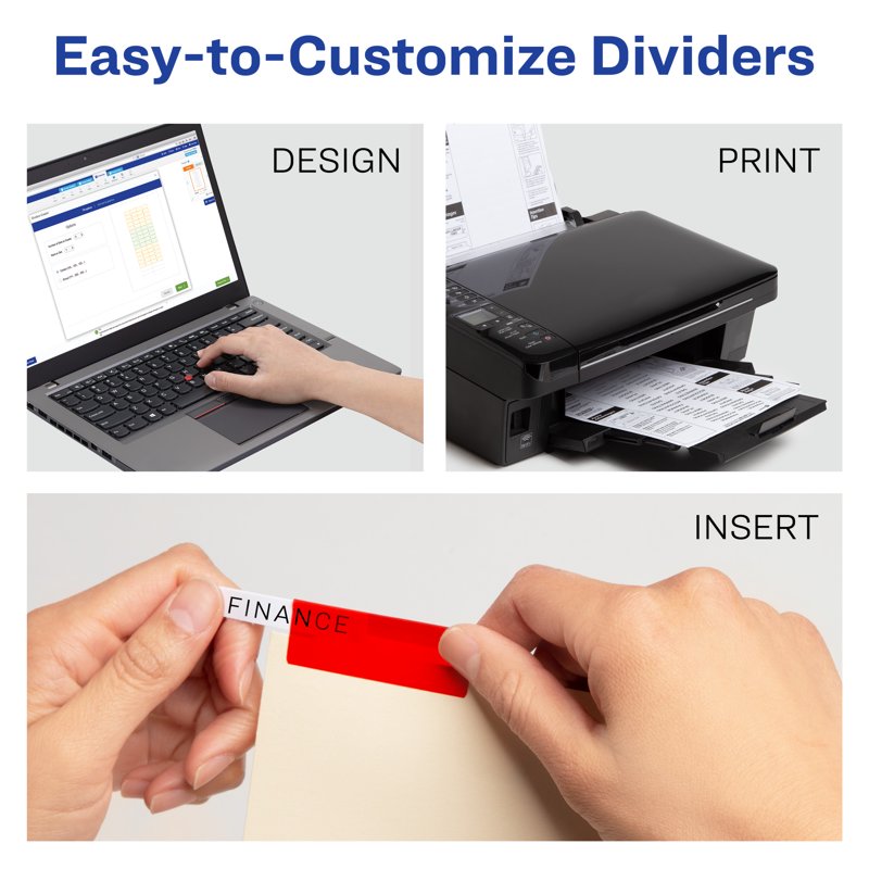 Multicolor 5-Tab Paper Dividers for Organizing Binders - 1 Set