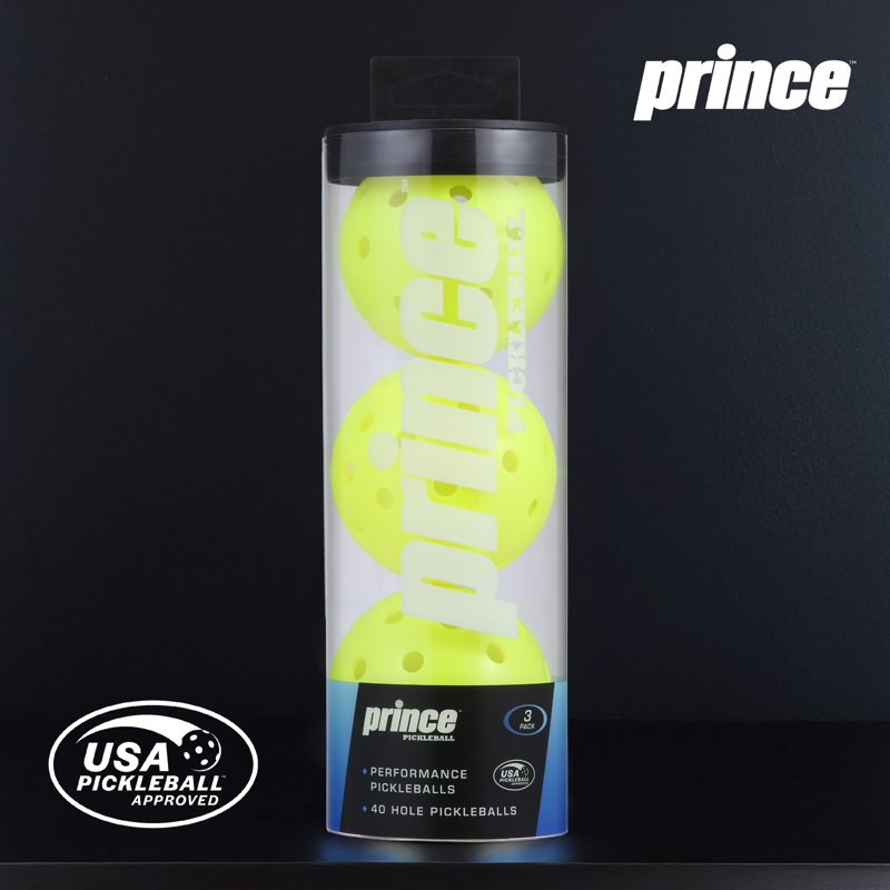 Outdoor Pickleball Balls 3-Pack with Jar – USA Pickleball Approved, 40-Hole Neon Yellow