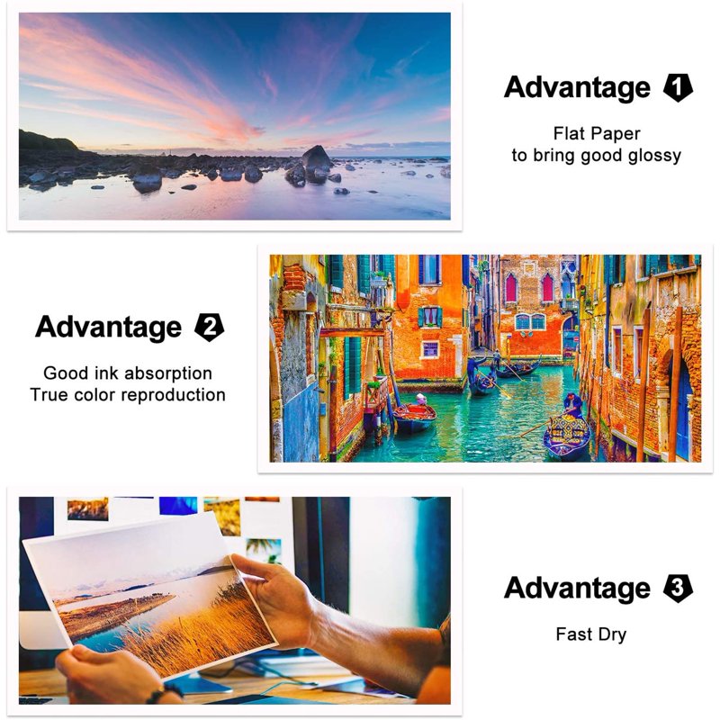 Glossy Inkjet Printer Paper 8.5x11 115gsm for Creative Projects, 100 Sheets