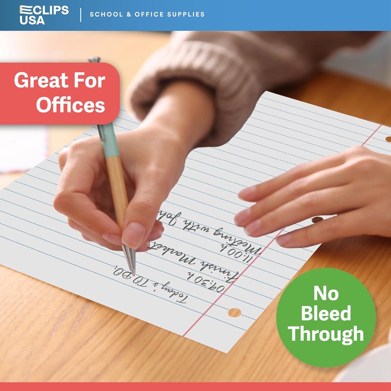 College Rule Filler Paper Set - White Loose Leaf Notebook Paper for School & Office