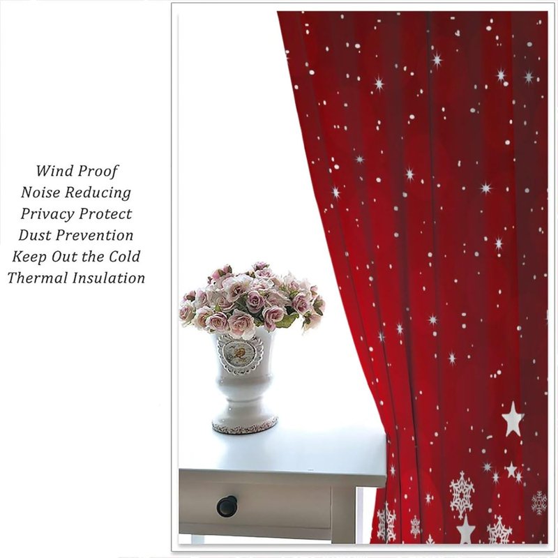 Christmas Holiday Snowflake Elf Window Curtains - 42x63 Inches for Living Room Decor