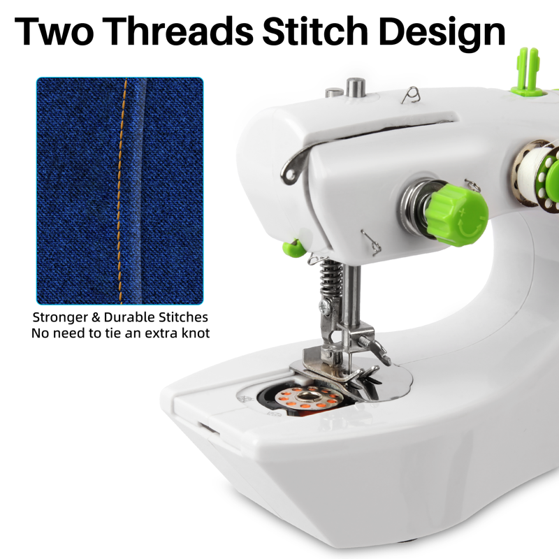 Handheld Sewing Machine for Beginners - Portable Mini Electric Stitcher, Green
