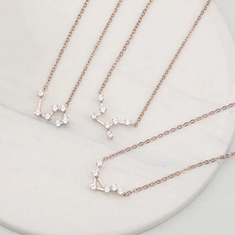 Constellation Zodiac Necklace - Astrology Pendant in Gold Silver Rose Gold