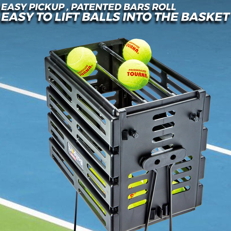 Tennis Ball Hopper with 80 Capacity Lightweight & Durable Red