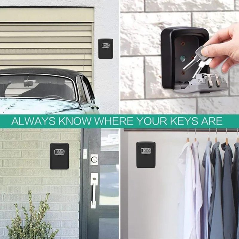 Waterproof 4-Digit Combination Key Lock Box with Removable Shackle, Portable Security Safe for Keys and Cards