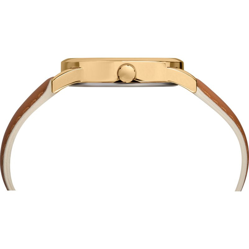 Casual Women's Watch with Leather Strap - Brown and Gold 38mm