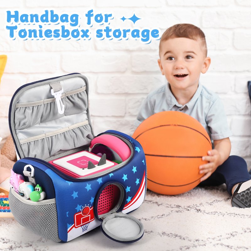Kids Travel Carrying Case for Toniebox Audio Player Storage Bag - Blue