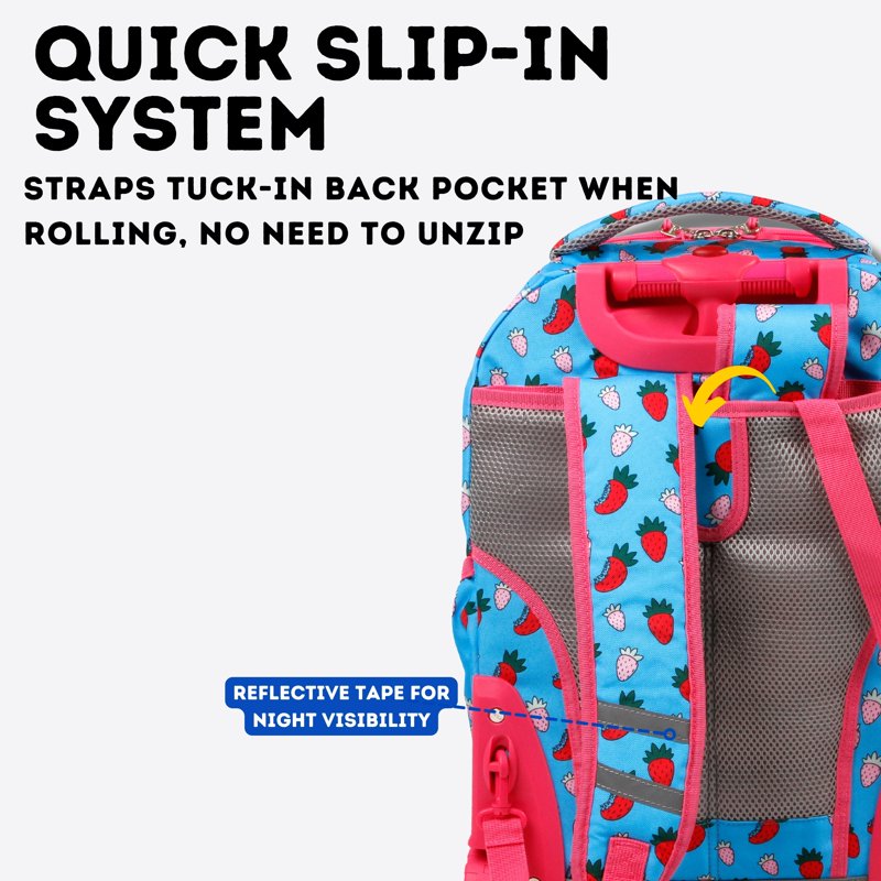 Kids Rolling Backpack with Detachable Lunch Box Set - School Bag for Girls